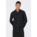 Only & Sons Onscaiden Ls Solid Linen Shirt Noos Erkek Gömlek - XS - Siyah