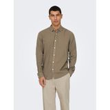Only & Sons Onscaiden Slim Fit Keten Gömlek, M, 22012321, Fossil, Erkek