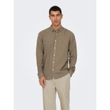 Only & Sons Onscaiden Slim Fit Keten Gömlek, S, 22012321, Fossil, Erkek