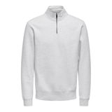 Only & Sons Onsceres yarım fermuarlı erkek sweatshirt, Süper Açık Gri Melanj, S