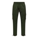 Only & Sons Onscommon 22029750 Haki Slim Fit Beli Lastikli ve Bağlamalı Pamuklu Erkek Kargo Pantolon