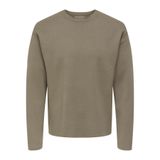 Only & Sons ONSCOOPER RLX LS 12 CREW KNIT Erkek Kazak, Gri, S Beden