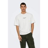 Only & Sons Onscurated % 100 Pamuk Baskılı Bisiklet Yaka Erkek T Shirt 22030925 KREM