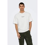 Only & Sons Onscurated % 100 Pamuk Baskılı Bisiklet Yaka T Shirt Erkek T Shirt 22030925 - Krem - 2XL