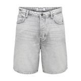Only & Sons Onsfade Rahat Kalıp Jean Şort, S, 22033157, Gri, Erkek