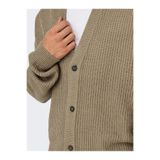 Only & Sons ONSFERGAL LIFE REG 7 RIB CARD KNIT Erkek Kahverengi Hırka - 22030209