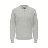Only & Sons ONSJAY REG LS POLO KNIT Erkek Kazak, Gri, M Beden