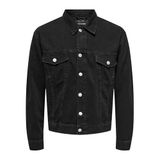 ONLY & SONS Onsjust Box Tai DNM erkek ceketi, kot ceket, Washed Black., XL