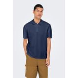 Only & Sons Onskian Pamuklu Regular Fit Düğmeli Polo Yaka T Shirt Erkek Polo Yaka T Shirt 22028694 - Lacivert