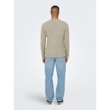 Only & Sons Onskıcker Lıfe Reg 3 Cable Crew Knıt Erkek Gri Kazak - 22026504 - M