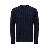 Only & Sons ONSKICKER LIFE REG 3 CABLE CREW KNIT Erkek Mavi Kazak - 22026504