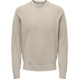Only & Sons Onsleon Lıfe Reg 12 Pbt Crew Knıt Erkek Bej Kazak - 22030507 - 2XL