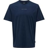 Only & Sons Onslevi % 100 Pamuk Relaxed Fit Bisiklet Yaka Logolu T Shirt Erkek T Shirt 22028147 - Lacivert