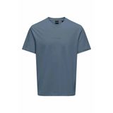 Only & Sons ONSLEVI LIFE REG TEXT SS TEE Erkek Blue T-Shirt - 22028147