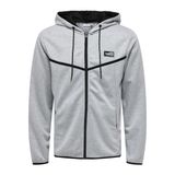 ONLY & SONS Onsliam Reg kapüşonlu erkek eşofman üstü, Açık gri melanj, L