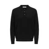Only & Sons ONSLOUI REG 12 LS MEL POLO KNIT NOOS Erkek Siyah T-Shirt - 22033758