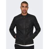 Only & Sons Onsmıke Pu Racer Jacket Otw Vd Noos Erkek Deri Mont ve Ceket 22012339 Black