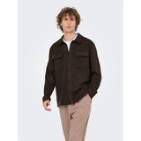 Only & Sons Onsnewkodyl Overshırt Sweat Noos Erkek Black Uk Gömlek - 22021279 - 01-Kahverengi