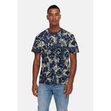 Only & Sons Onsperry Life Reg Leaf Aop Ss Tee Erkek Tişört Peacoat (22025283)