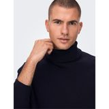 Only & Sons Onsphil Reg 12 Struc Roll Neck Knit Noos Erkek Mavi Kazak - 22023202 - Koyu Mavi - XL