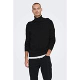 Only & Sons Onsphil Reg 12 Struc Roll Neck Knit Noos Erkek Siyah Kazak - 22023202 - M