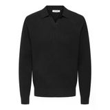 Only & Sons Onsphıl Reg 12 Struc Splıt Neck Knıt Erkek Black Kazak - 22035120