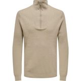 Only & Sons Onsphıll Reg 12 Rıb Half Zıp Knıt Erkek Kahverengi Kazak - 22030794 - Siyah