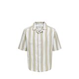 Only & Sons ONSTES RLX CTN SLUB STRIP Kahverengi Erkek Gömlek