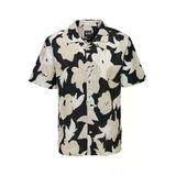 Only & Sons Onstrev Reg Ctn Lın Aop Ss Shırt Noos Erkek Siyah Kk Gömlek - 22025125