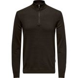 Only & Sons Onswyler Lıfe Reg 14 Half Zıp Knıt Noos Erkek Brown Kazak - 22021264 - Kahverengi