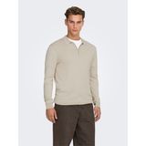 Only & Sons Onswyler Lıfe Reg 14 Half Zıp Polo Knıt Erkek Gray Kazak - 22034225 - Gri - 2XL