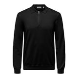 Only & Sons ONSWYLER LIFE REG 14 Half Zip Polo Knit Erkek Kazak, Siyah, M