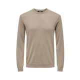 Only & Sons ONSWYLER LIFE REG 14 LS CREW KNIT NOOS Erkek Kahverengi Kazak - 22020088