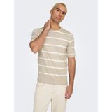Only & Sons Onswyler Lıfe Reg 14 Ss Strıped Knıt Erkek Gri Kazak - OS22032764 - XL
