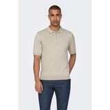 Only & Sons Onswyler Regular Fit Yarım Fermuarlı Polo Yaka T Shirt Erkek Polo Yaka T Shirt 22028606 - Bej - XL