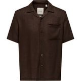 Only & Sons ShopINN Onslaurence Lınen Resort Collar Ss Noos Erkek Kahverengi Gömlek - 22036242 - XL