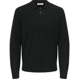 Only & Sons Siyah Erkek Normal Kazak Onsjay Reg Ls Polo Knıt - XL