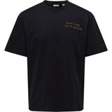 Only & Sons Siyah Erkek Rahat Baskılı T-Shirt 22030568 Onsaaron Lıfe Rlx Ss Tee