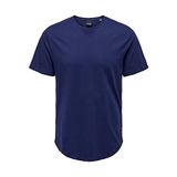 ONLY & SONS Tek renkli erkek tişörtü, Mavi (Beacon Blue), S