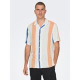 Only & Sons Wayne Lıfe Reg Vıscose Erkek Beyaz-Mavi Gömlek 22026100-24 - Beyaz - Mavi