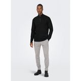 Only & Sons Yüksek Yaka Normal Düz Siyah Erkek Kazak Onswyler Lıfe Reg 14 Half Zıp Knıt - XL