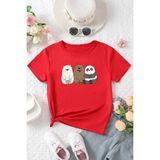 Only Trendwear Çocuk Kafadar Ayılar Baskılı Pamuklu Tshirt - 3 - 4 Yaş - Kırmızı