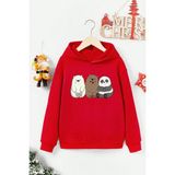 Only Trendwear Çocuk Kafadar Ayılar Baskılı Sweatshirt - 7 - 8 Yaş - Kırmızı