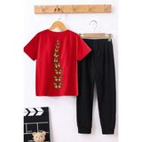 Only Trendwear Çocuk Kral Kelebek Baskılı Alt - Üst Eşofman Takımı - 5 - 6 Yaş - Kırmızı