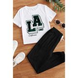 Only Trendwear Çocuk Los Angles Baskılı Alt - Üst Eşofman Takımı - Beyaz - 3 - 4 Yaş