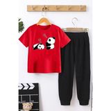 Only Trendwear Çocuk Sleep Panda Alt - Üst Eşofman Takımı - Kırmızı - 5 - 6 Yaş