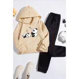 Only Trendwear Çocuk Sleep Panda Baskılı Eşofman Takımı - 5 - 6 Yaş - Bej