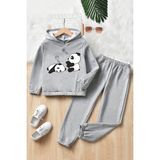 Only Trendwear Çocuk Sleep Panda Baskılı Eşofman Takımı - 5 - 6 Yaş - Gri