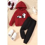 Only Trendwear Çocuk Sleep Panda Baskılı Eşofman Takımı - 5 - 6 Yaş - Kırmızı