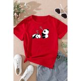 Only Trendwear Çocuk Sleep Panda Baskılı Pamuklu Tshirt - 5 - 6 Yaş - Kırmızı